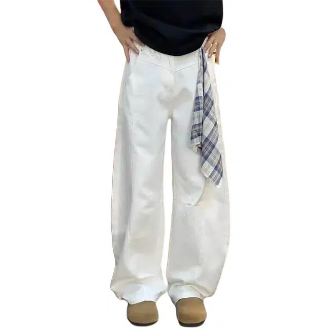 帝狼牛 复古小众设计阔腿裤牛仔裤 男女同款