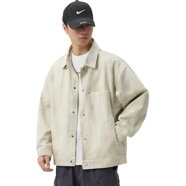 希越 日系少年感长袖男生秋季潮牌宽松渲染工装衬衣服休闲文艺风钮扣外套衬衫 男款