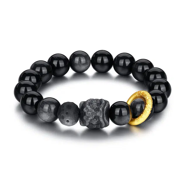 七可 新中式平安顺遂好运 小众设计日常通勤 黑曜石 手串 男款