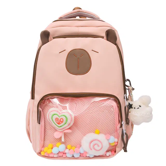 行途 卡通卡皮巴拉大容量可爱学生旅游 尼龙 痛包 女款