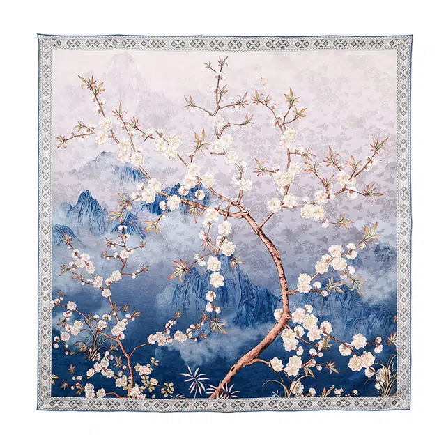 杭丝路 高颜值百搭植物花卉户外搭配气质女士大方巾逛街 桑蚕丝 丝巾 女款