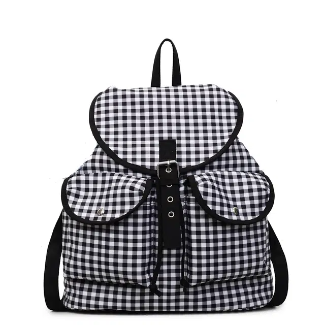 捷朗仕 韩版高级感设计小众条格纹通多功能 布 双肩包 女款 多色