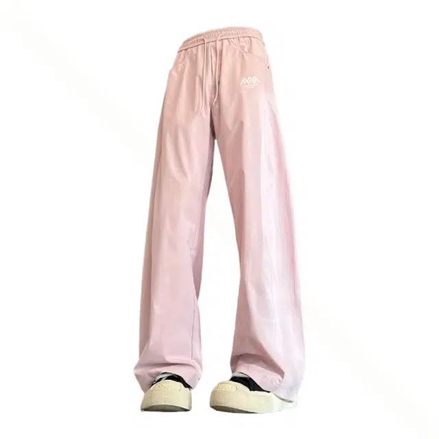 梓润格 美式斜切速干裤子潮牌高街弯刀裤基础简约时尚百搭阔腿长裤大码宽松直筒裤休闲裤 男女同款