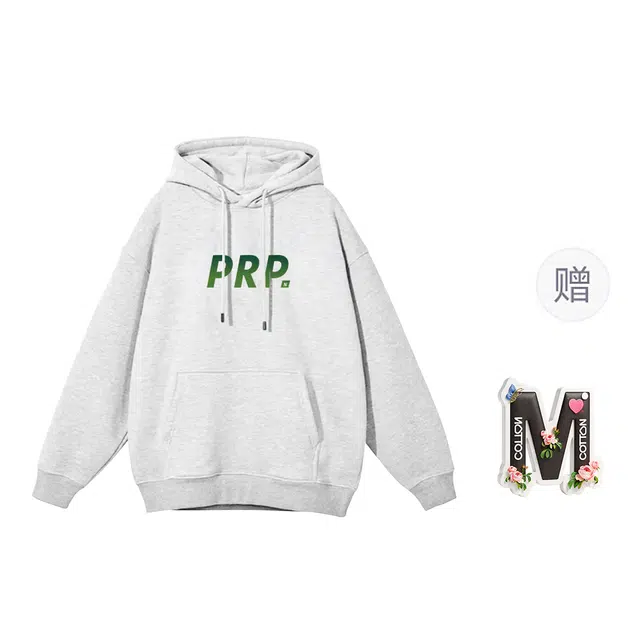 棉购 简约风小清新字母印花多巴胺休闲上衣潮流时尚百搭学院风加绒加厚连帽长袖卫衣 女款