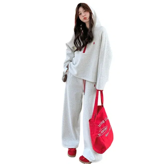 丝絮丝绸 洋气减龄卫衣韩版阔腿裤两件套休闲套装 女款