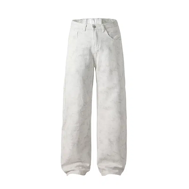 棉基因 纯棉扎染美式高街水洗做旧宽松简约复古运动直筒垂感休闲百搭基础款牛仔裤 男女同款