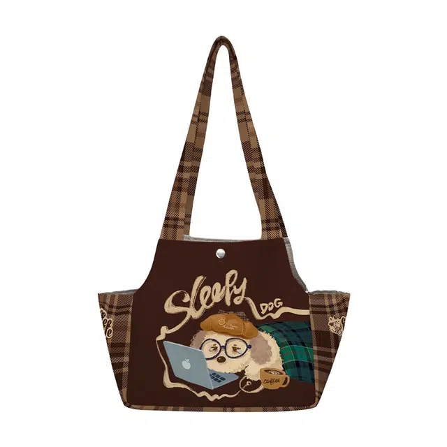 奥松 复古百搭通勤腋下包 绒面科技布 单肩包 常规 女款 棕色