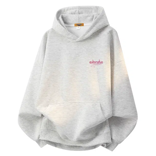 加菲猫家族 美式复古高街落肩品牌字母小恶魔印花休闲长袖上衣潮流百搭无性别套头亲肤舒适透气帽衫宽松连帽卫衣 男女同款