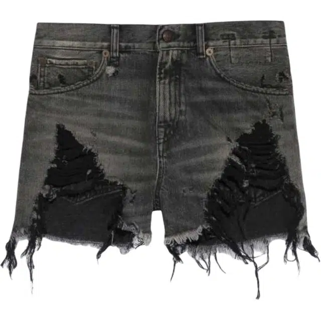 R13 Distressed Denim Shorts Black