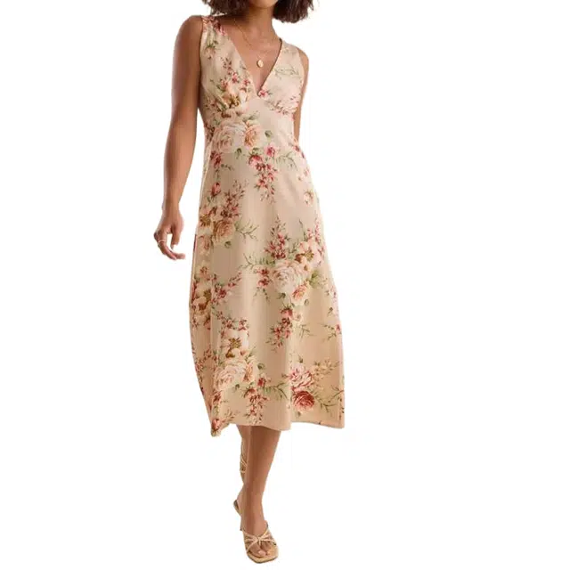 ALTAR'D STATE Andie Floral Satin Midi Dress