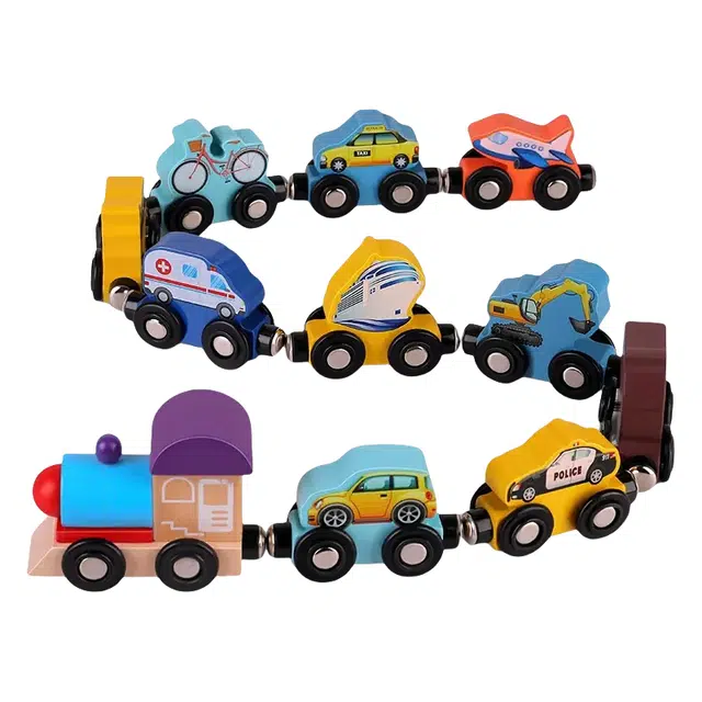 图米鱼 榉木车头款磁性数字小火车 手眼协调智力开发 早教教具