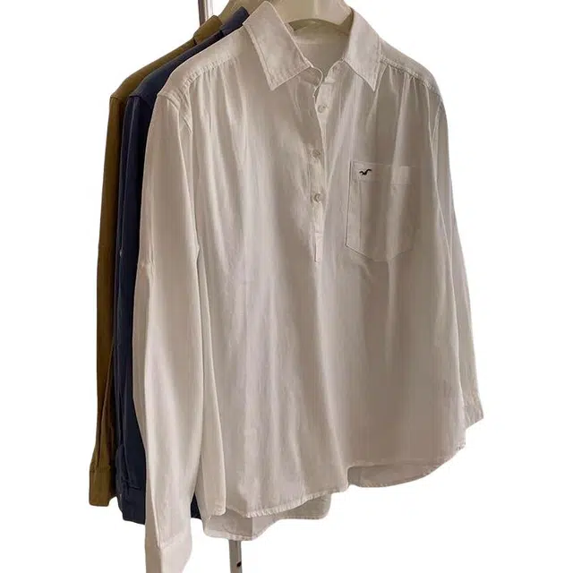 颂希尔 韩系慵懒风春夏宽松休闲水洗防晒长袖衬衫 男女同款