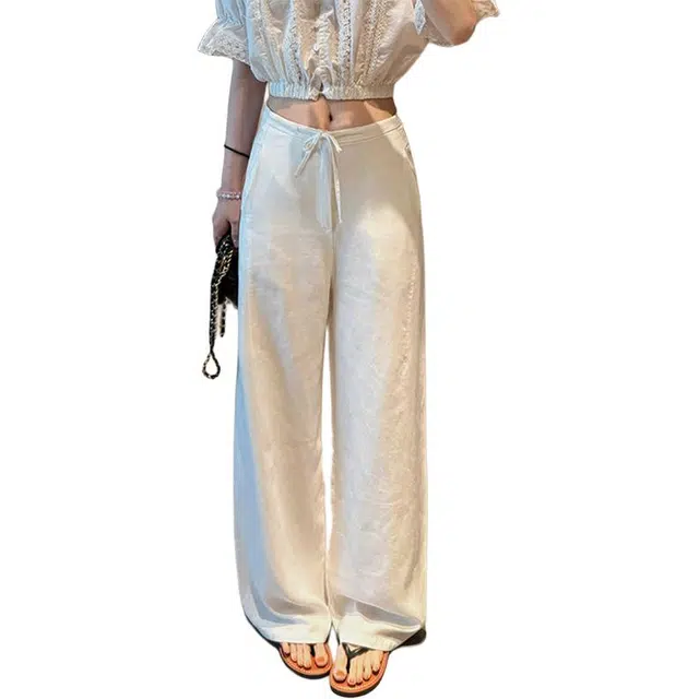 唐启 老钱风亚麻裤夏季慵懒风垂感山本裤薄款棉麻阔腿裤子休闲裤 男女同款