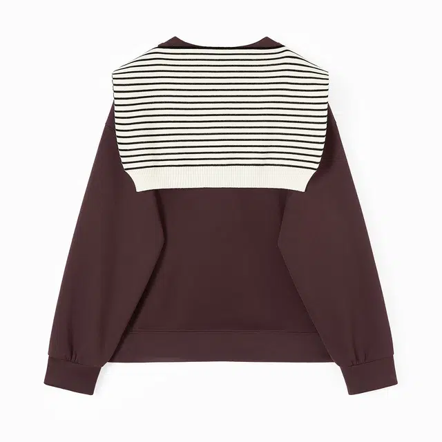 她池 圆领套头设计感撞色披肩休闲落肩长袖卫衣 女款