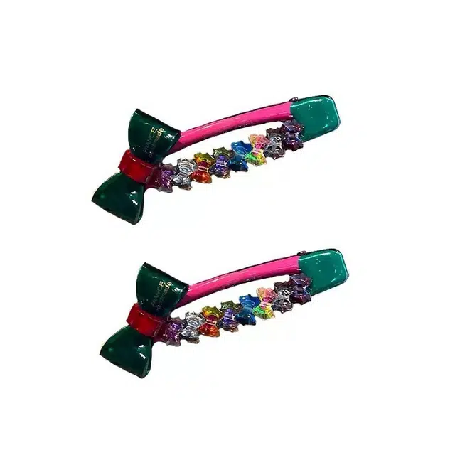 左欧 东大门高级感彩色蝴蝶结感刘海侧边鸭嘴#好运 亚克力 发夹 女款