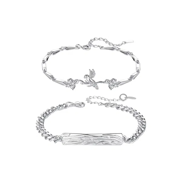 福柚 【代写贺卡】蓝桉已遇释槐鸟时尚百搭简约高级感小众精致礼盒装 合金 手链 男女同款情侣款