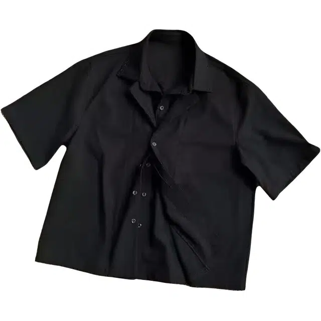 颂希尔 假两件翻领短袖夏季手工缝线设计透气上衣短袖衬衫 男女同款