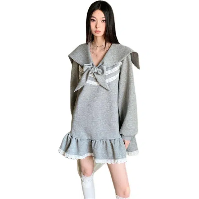邓大喵 简约舒适潮流时尚长袖连衣裙 女款