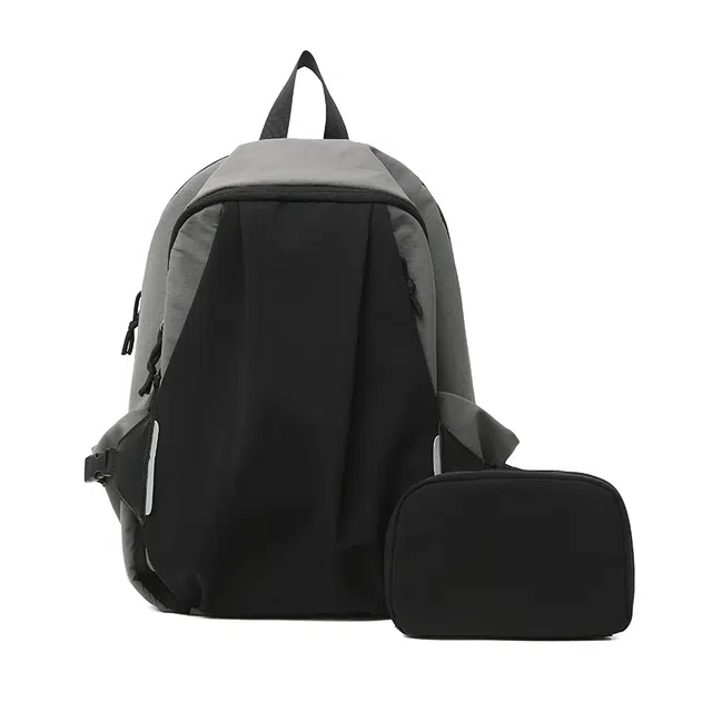 揽月 大容量撞色运动轻行学生通勤百搭 帆布 双肩包 男女同款情侣款 黑色/灰色/橘色