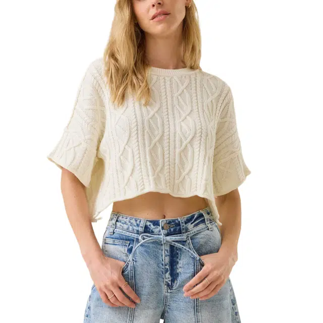 ALTAR'D STATE Emma Cable Cropped Sweater