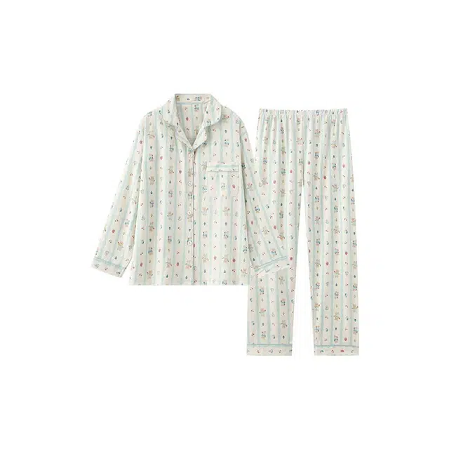 顶瓜瓜 夏季女透气舒适简约设计休闲亲肤家居服睡衣套装 女款
