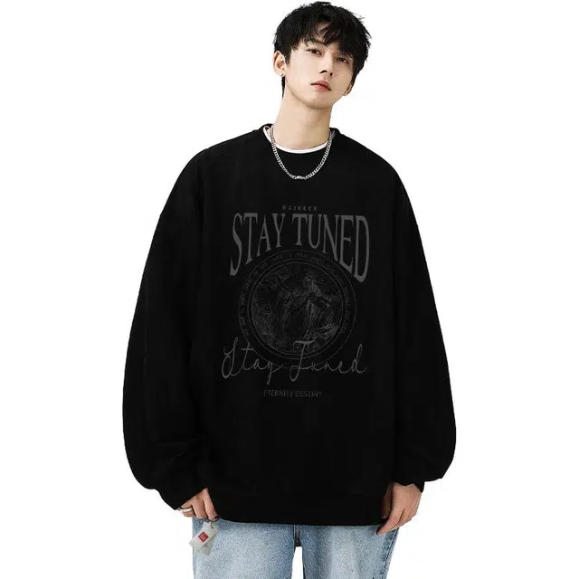 北极绒 重磅宽松大码内搭圆领卫衣 男款