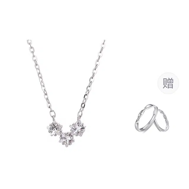 琉堇 星星闪耀森系足银锁骨链 轻奢简约六芒星 气质长款可调节礼盒装女神专属恋爱告白颈链 七月七情人鹊桥饰爱 锆石 足银项链 女款