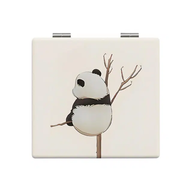 顽顽小熊猫折叠式化妆镜可爱少女宿舍用便携梳妆小镜子随身带化妆镜