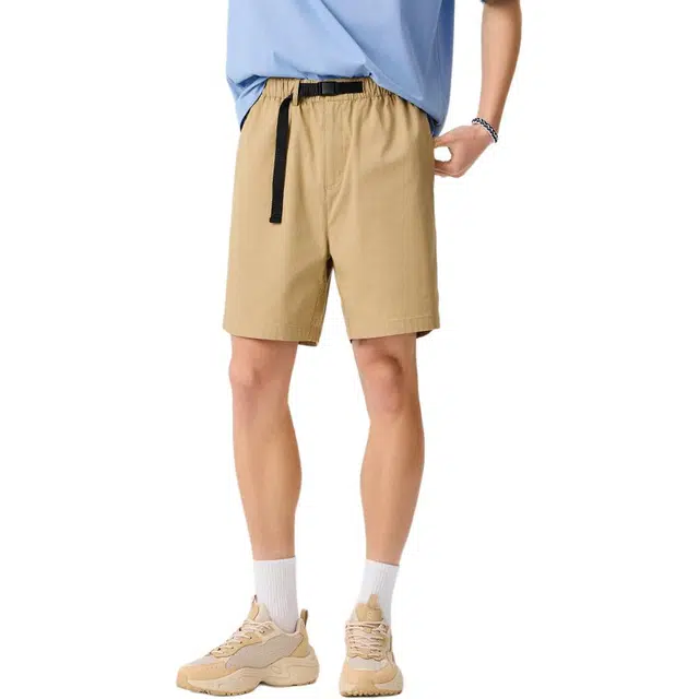 超级安踏 生活系列 舒适简约时尚百搭中腰五分休闲短裤 男款 深亚麻