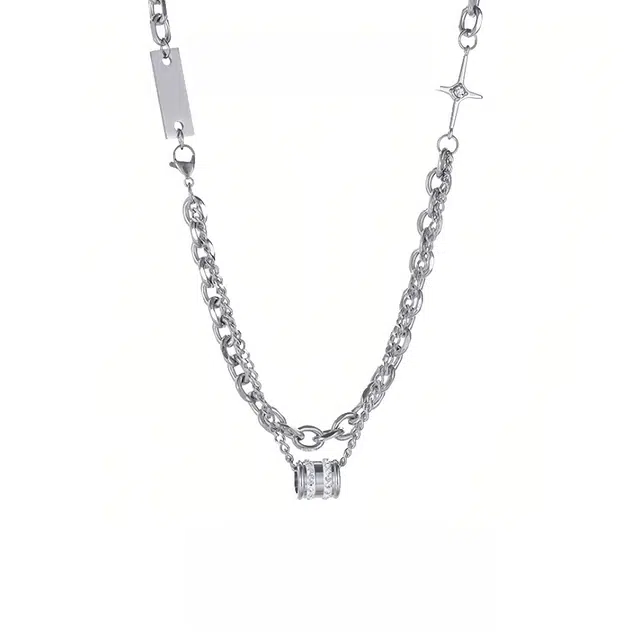 福柚 小蛮腰 中性时尚嘻哈街头卫衣经典 钛钢 项链 男女同款情侣款