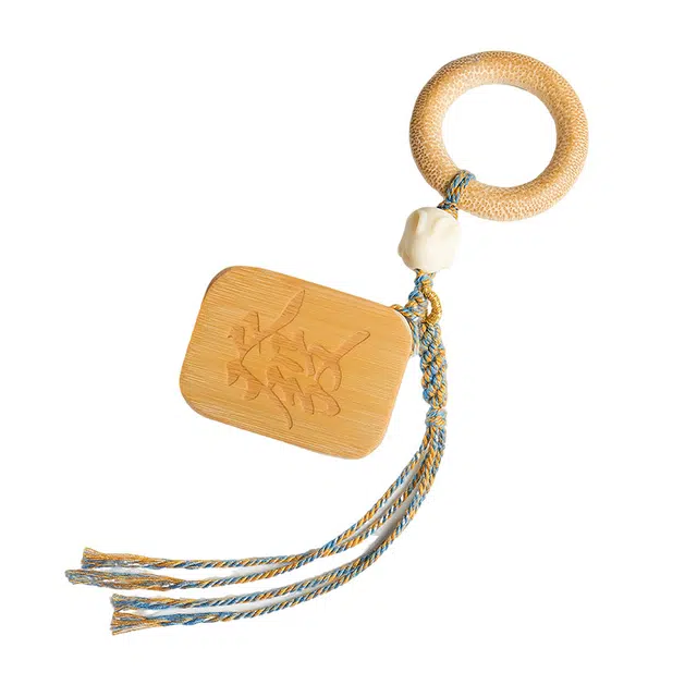 【解压神器】 月印百川 暴富发财竹子毛刷包挂 复古中式国潮平安扣流苏设计钥匙扣 日常出行车载挂饰#好运 竹木 木作挂件 男女同款情侣款