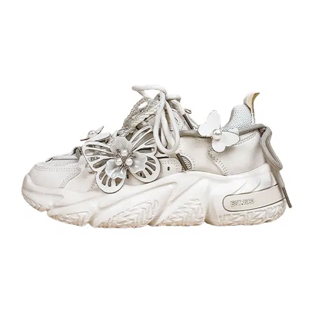 拾伍象 超纤皮 高颜值时尚百搭舒适 低帮 老爹鞋 女 蝶舞珍珠