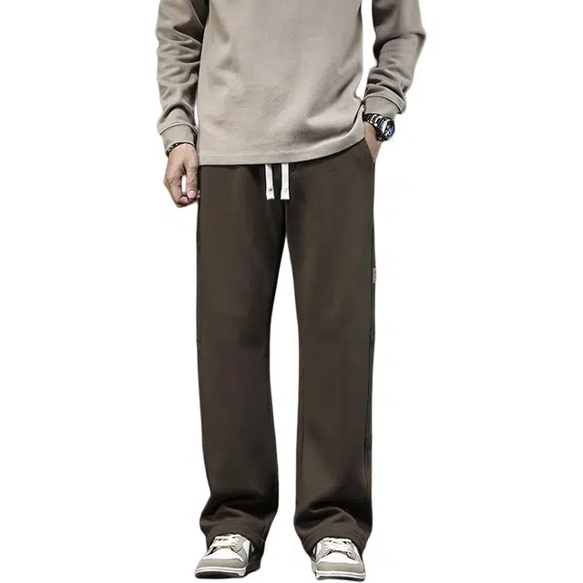 潮人榜 潮流直筒裤秋季宽松潮牌拖地碳素运动卫裤休闲裤 男女同款