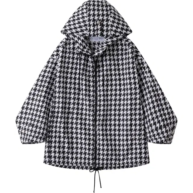 DIOR FW22 Houndstooth Zip Coat Black