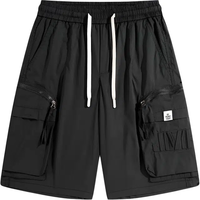 左岸 潮流百搭休闲薄款日常直筒户外通勤五分外穿阔腿中裤宽松大码运动裤时尚工装短裤 男款