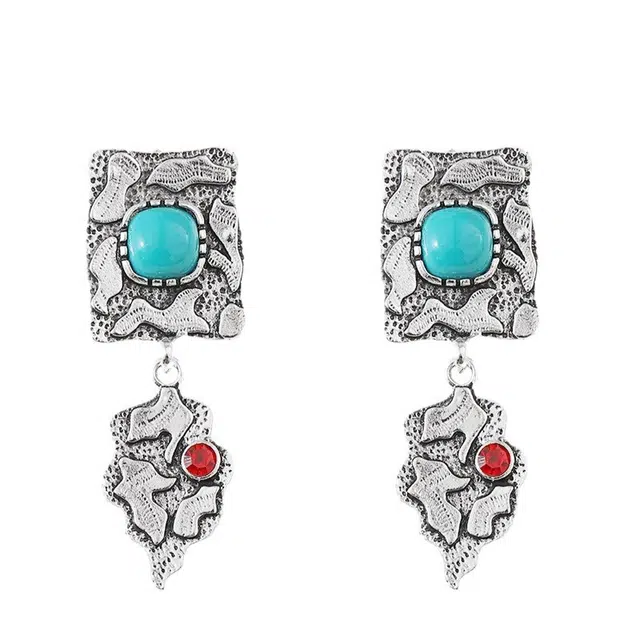 清脆小溪 方形不规则 中式美学简约高级感设计创意气质优雅 合金 耳环 女款