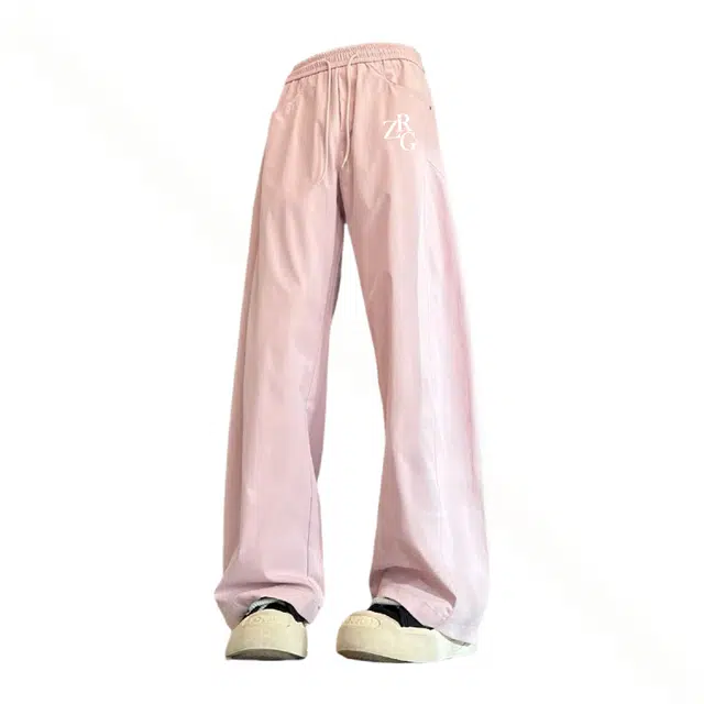 梓润格 春夏季基础简约时尚百搭阔腿宽松直筒美式斜切速干潮牌高街弯刀休闲裤 男女同款