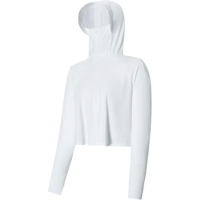 鸿星尔克 女子运动系列 休闲简约连帽拉链纯色舒适百搭 透气防晒防紫外线防晒服 女款