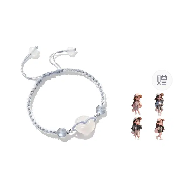 絮物 顺心顺意 国潮轻奢 时尚百搭平安扣 高级感温柔可爱#好运 玻璃 手绳 男女同款情侣款