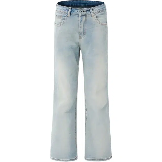 潮人榜 美式高街复古水洗修身显瘦潮牌休闲裤子牛仔裤 男款