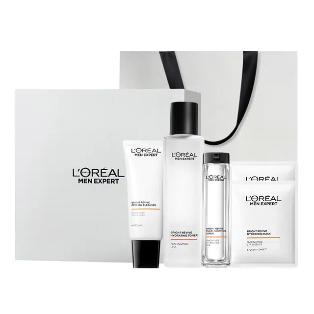 欧莱雅 男士耀白套装洗面奶水乳护肤品 保湿清洁