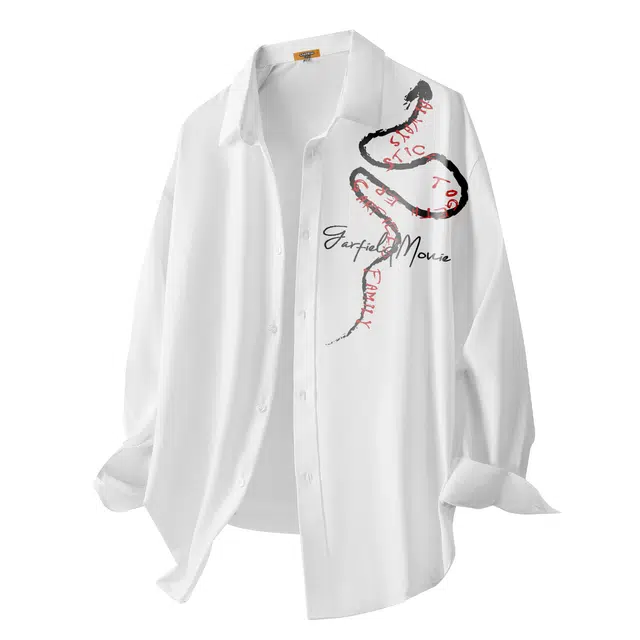 加菲猫家族 字母美式复古百搭高街通勤单排扣落肩翻领长袖衬衫 男女同款