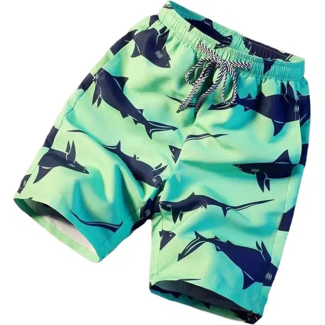 爱肯 美式复古满印三分裤中腰舒适透气海边度假宽松百搭运动篮球裤跑步户外健身不过膝直筒休闲短裤 男女同款