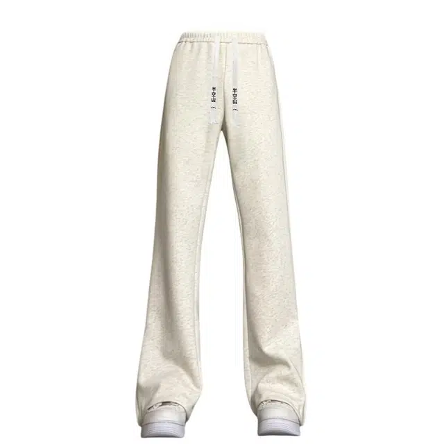 半空山 美式高街纯色基础款卫裤品牌汉字刺绣系带亲肤柔软舒适透气脚部拉链调节可直筒可微喇宽松百搭休闲裤 男女同款