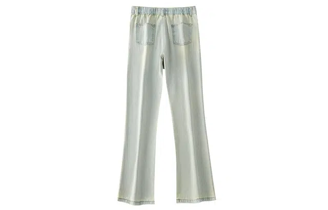 加菲猫家族 美式高街复古潮流水墨碎花印花休闲通勤时尚百搭水洗做旧废土风高级感中腰显高显瘦阔腿微喇弯刀牛仔裤 男女同款