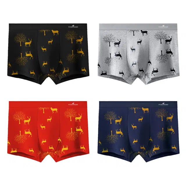 富贵鸟 精致印花排汗吸湿舒适平角内裤 男款