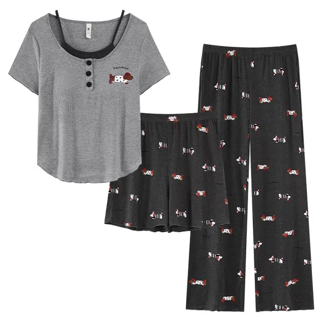 顶瓜瓜 透气舒适亲肤简约家居服睡衣套装 女款