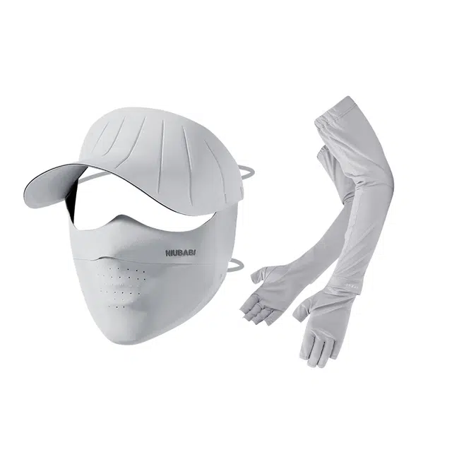 南极人 冰丝无痕口罩帽子一体防紫外线遮阳面纱脸基尼冰袖宽松护袖户外骑行开车遮阳手臂套袖透气 锦纶 防晒面罩 女款