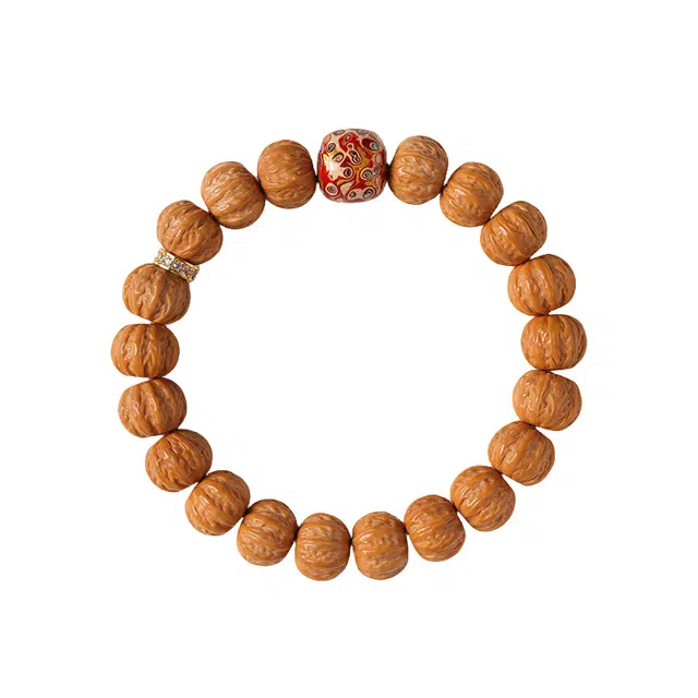 赤藤 财源滚滚万事顺意八方来财吉祥好运新中式复古典雅高级感盘玩文玩京八棱拼大漆珠新中式文玩 猴头核桃 手串 男款