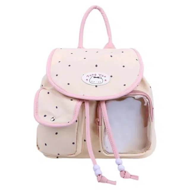 單倉 日韩高颜值可爱甜美波点时尚设计学院风轻便耐磨背包初高中学生大容量通勤百搭书包 尼龙 双肩包 常规 女款 粉色/蓝色/黄色